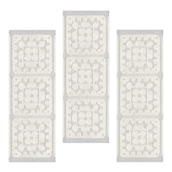 3 Wild Sage Crochet 100% Cotton 16"x26" HAND Towels in White on Microchip Gray - Picture 1 of 9